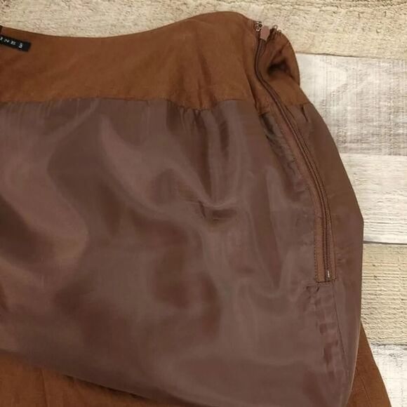 Larry Levine Brown Linen Blend Cropped Wide Leg Pants - Picture 5 of 8